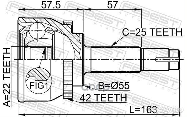 ШРУС наружный 22x55x25 (nissan AD VAN/wingroad