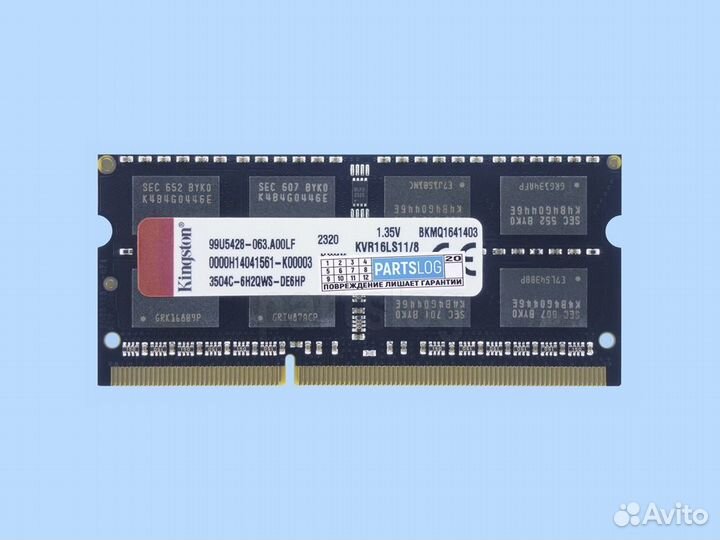 Модуль памяти SO-dimm DDR3L 8Gb Kingston 1600MHz 1