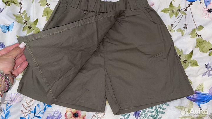 Юбка шорты 44 46 хлопок (хаки)