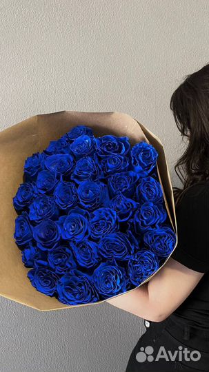 Синие розы крупные высокие
