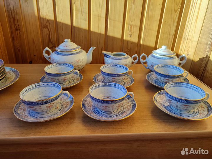 Чайный сервиз, рисовый фарфор, рисовое зерно