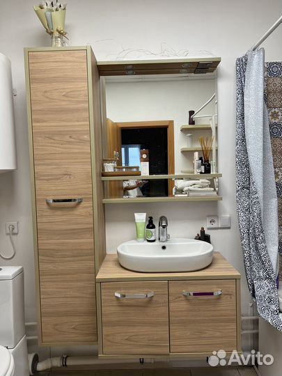 Тумба для ванной, раковина, смеситель