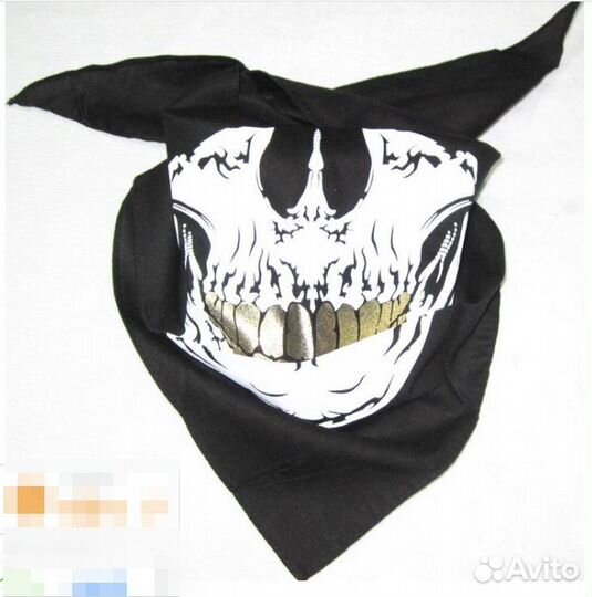 Хлопковый шарф-косынка с черепом