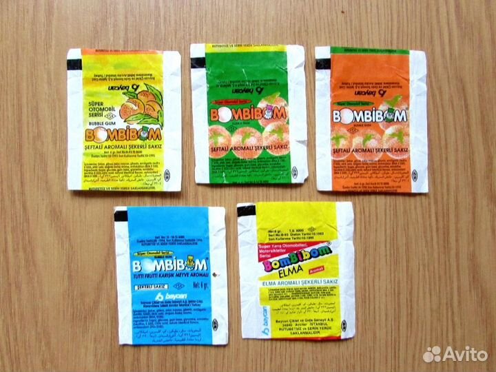 Обёртки фантики от жвачек BomBibom, 90-е годы