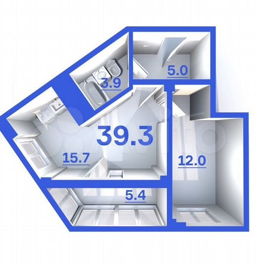 1-к. квартира, 39,3 м², 5/9 эт.