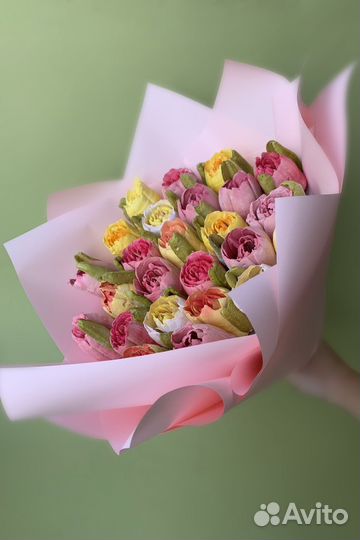 Зефирный букет, тюльпаны, зефир, цветы