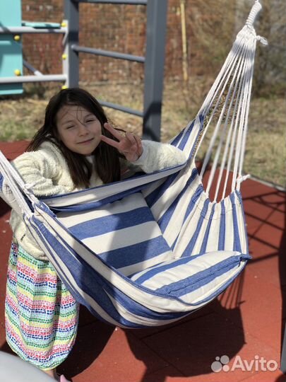 Кресло-гамак подвесное с подушками для дачи и дома