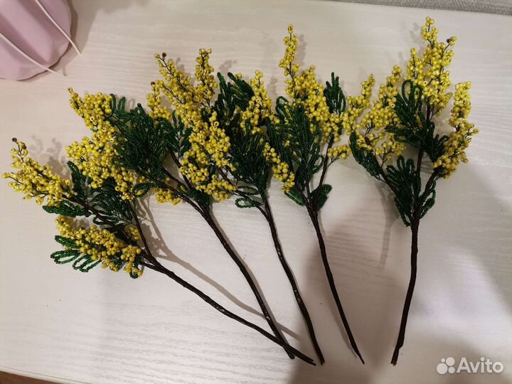 Букет мимозы из бисера