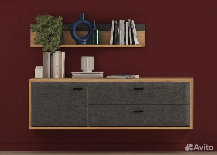 Тумба подвесная Грейс RTV1D2S дуб наварра/графит