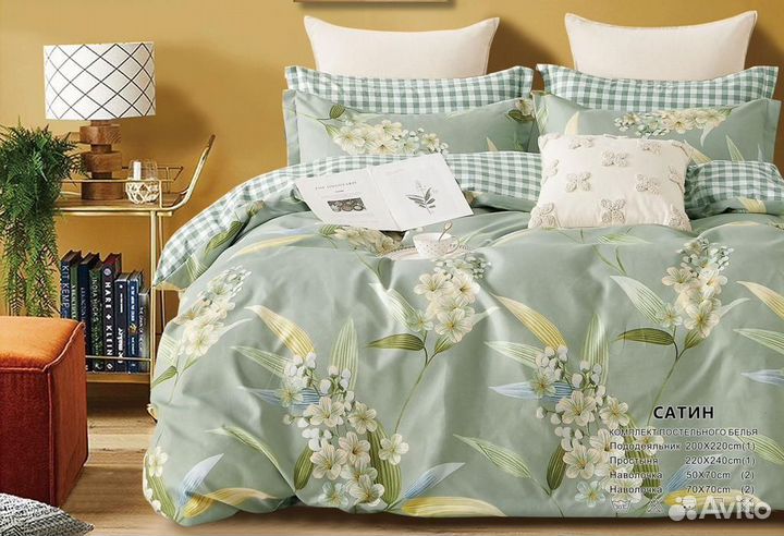 Постельное белье Евро сатин Темно-коричневый