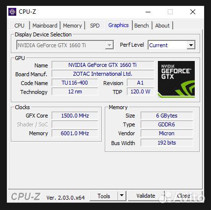 Видеокарта zotac gaming nvidia GeForce GTX 1660 Ti