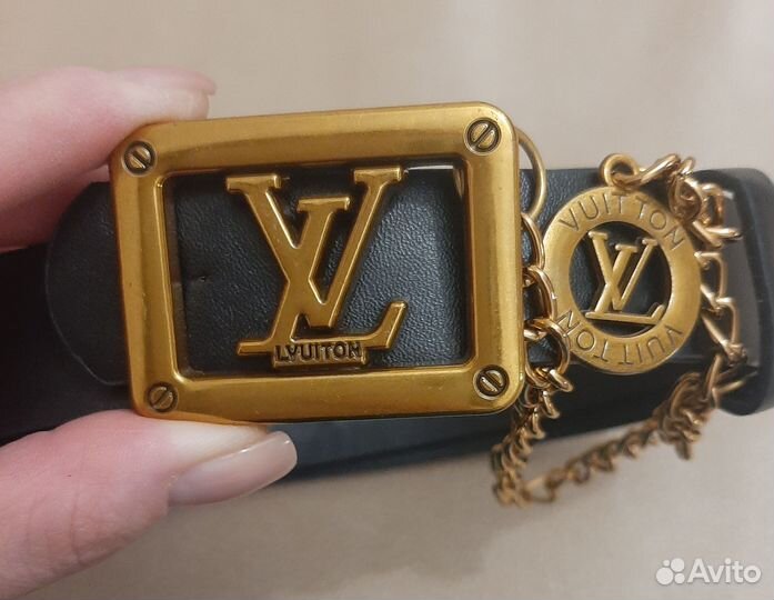 Ремень женский кожаный черный luiviton