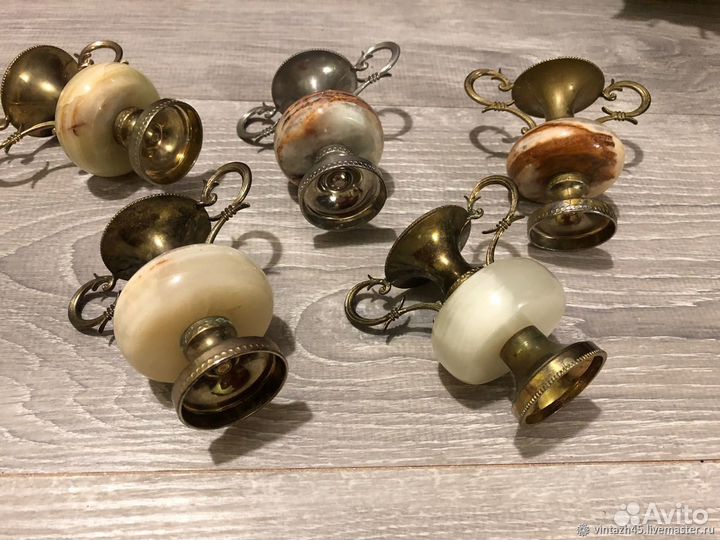 Винтаж: Винтажный подсвечник из олова и оникса.Ита