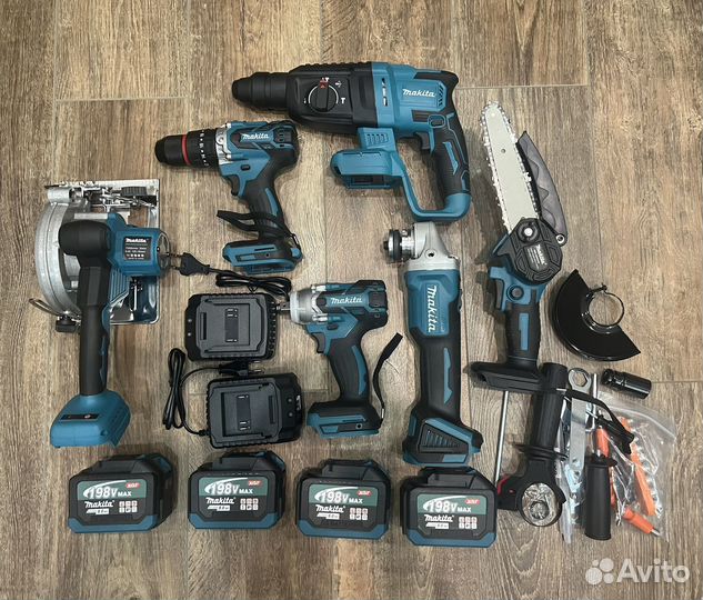 Аккумуляторный набор makita 6 в 1 с пилой