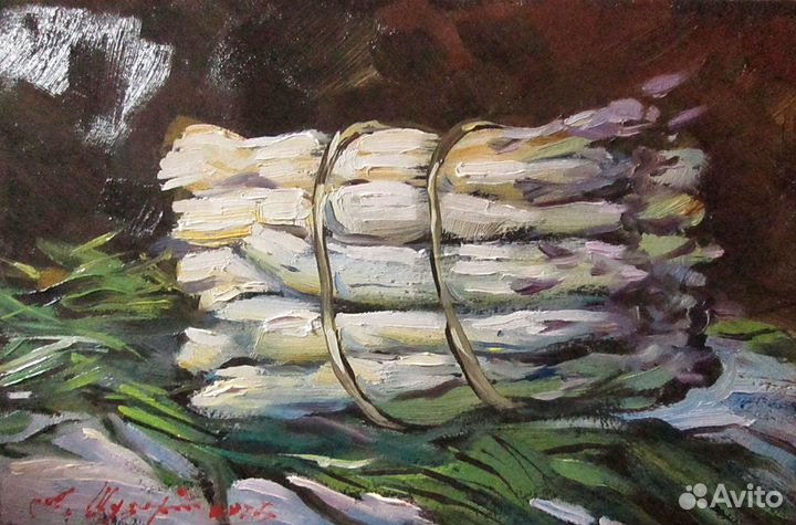 Картина маслом 20х30см Спаржа