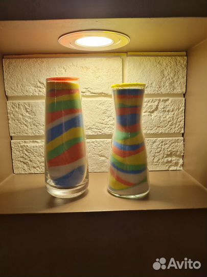 Ваза для интерьера. Декор. Цветной песок