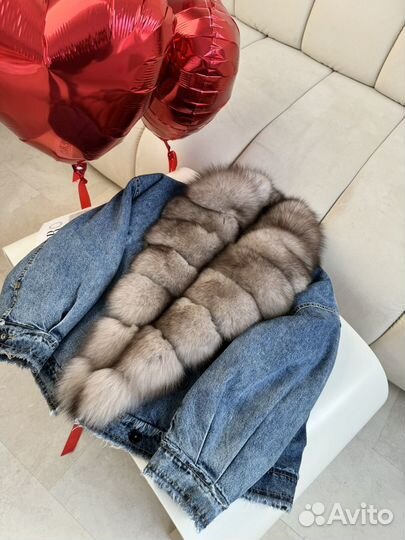Джинсовка с песцом,джинсовая куртка с мехом