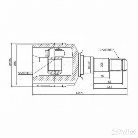 Шрус внутренний левый Toyota caldina ga10069