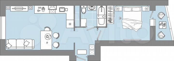 1-к. квартира, 42 м², 8/9 эт.