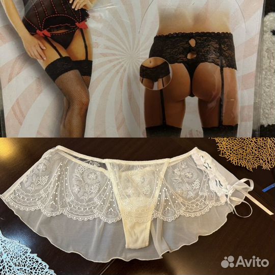 Трусики стринги белые/черные S Christies (42)