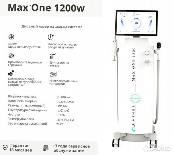 Диодный лазер для эпиляции Лю-Минес Max’One 1200вт