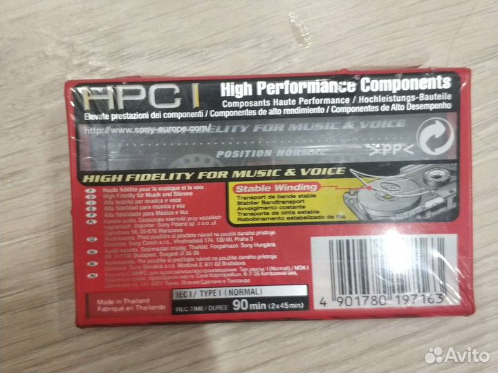 Кассета Sony c-90hfc hf 90 iec/type 1 cd good for