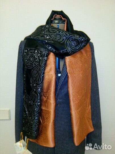 Кашне-шарф мужское натур. атласный шелк