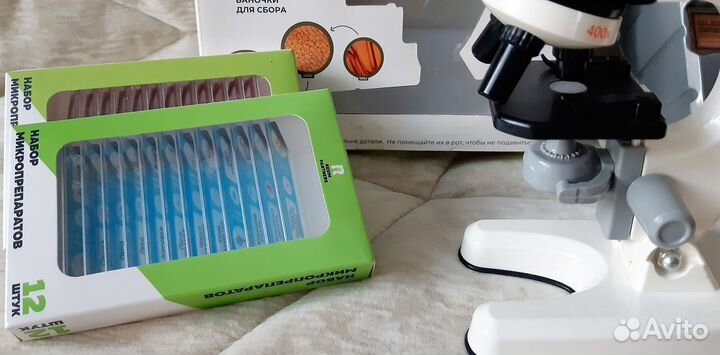 Микроскоп детский школьный + микропрепараты, 4 уп