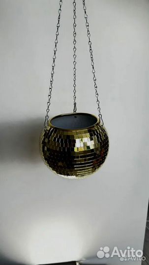 Кашпо из диско шара / кашпо из зеркальной мозаики