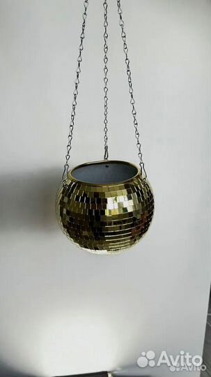 Кашпо из диско шара / кашпо из зеркальной мозаики