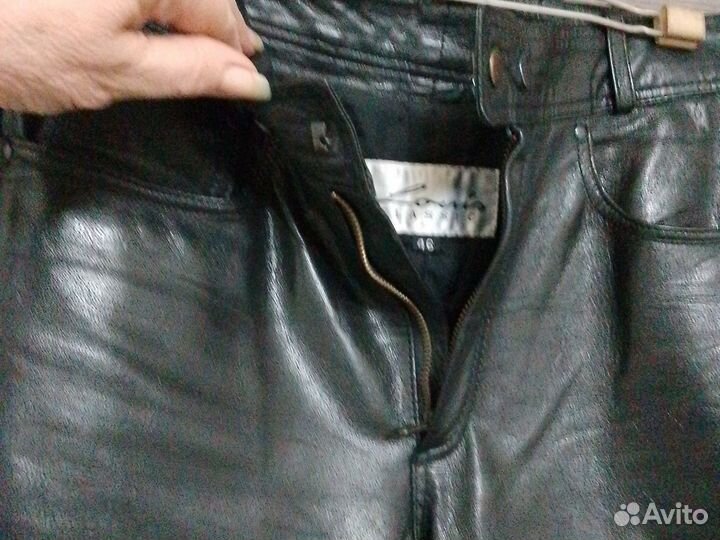 Натуральные кожаные брюки 46р