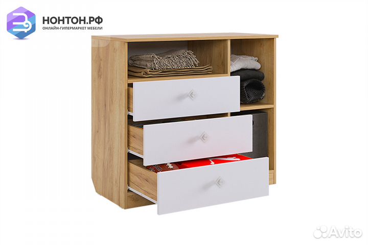 Комод Форсаж дуб крафт золотой / белый