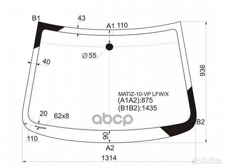 Стекло лобовое daewoo matiz III creative 09-11