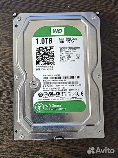 Жесткий диск HDD 3.5 1Tb Western Digital Green