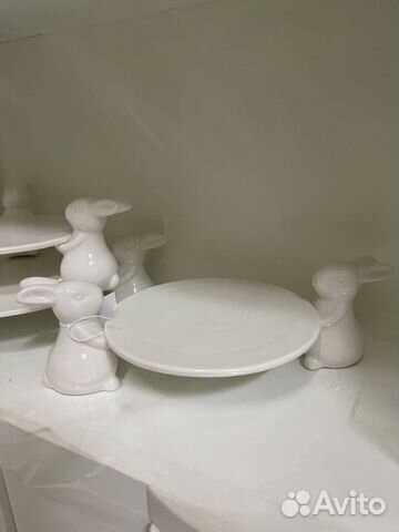 Тортница тарелочка с двумя зайками