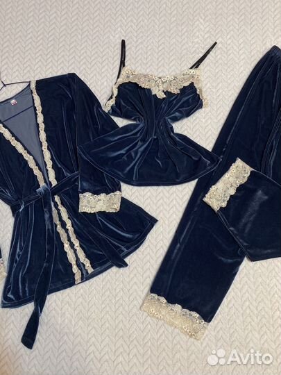 Новая женская пижама велюр с брюками 50(XL)