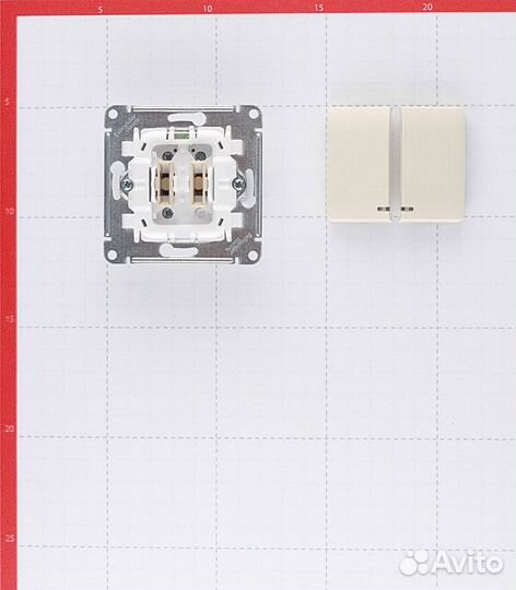 Выключатель Systeme Electric Glossa двухклавишный встраиваемый бежевый с подсветкой (GSL000253)