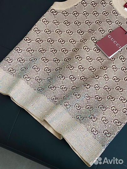 Шерстяной жакет инкрустированный стразами Gucci