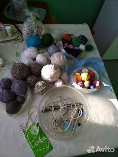 Спицы для вязания круговые СССР и пряжа веретено