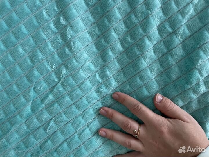 Плед покрывало пушистое бирюза 200*220