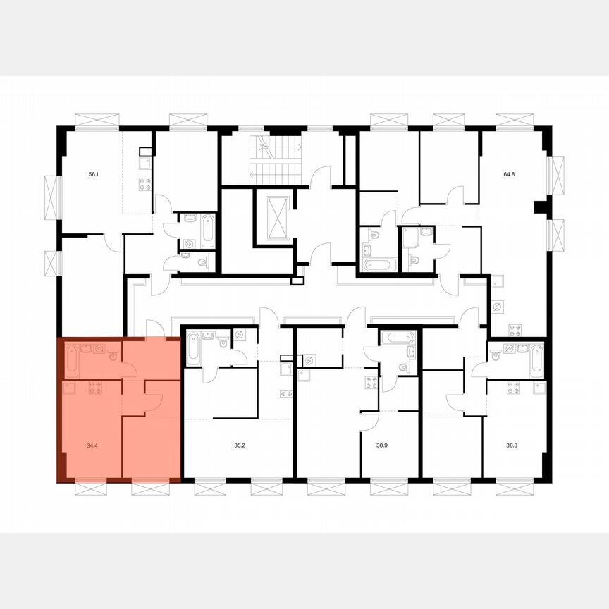 1-к. квартира, 34,4 м², 4/9 эт.