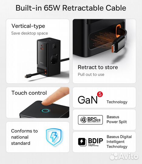 Новый Baseus GaN5 PowerCombo 65W