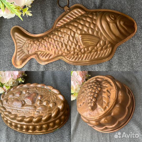 Медная форма для выпечки, декоративная