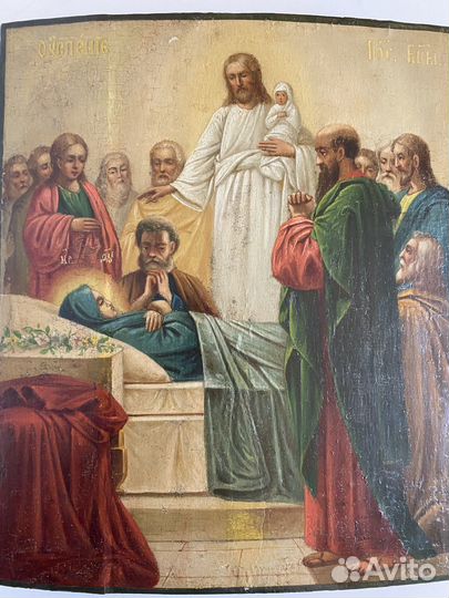 Антикварная старинная икона Успение 19 век