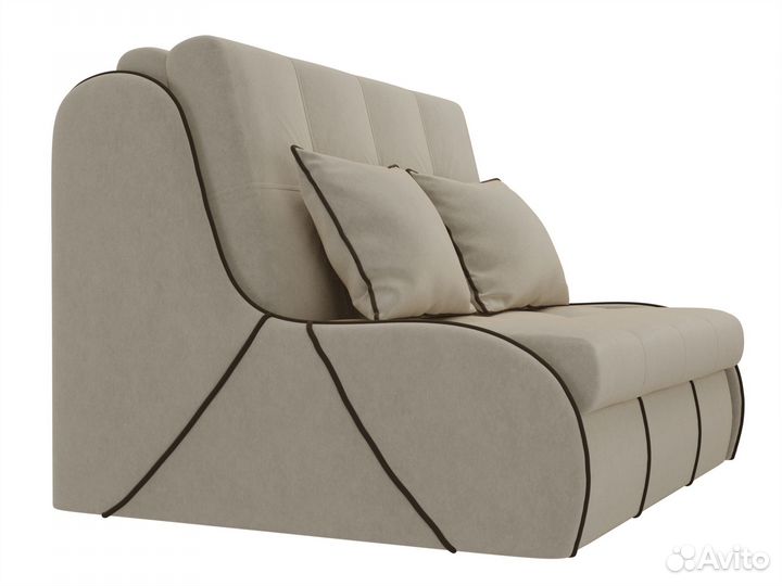 Диван прямой аккордеон Риттэр 120, микровельвет, бежевый, коричневый