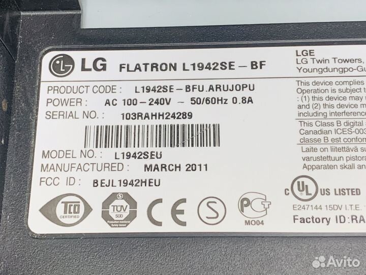 Монитор 19 LG Flatron L1942SE