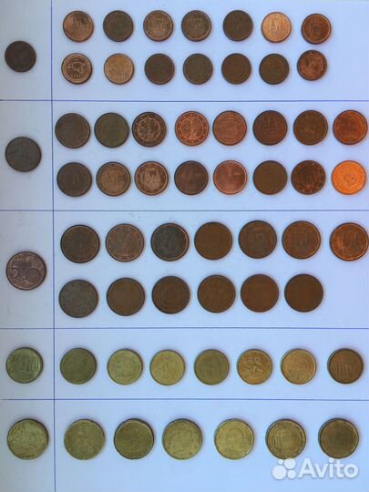 Монеты евро, РФ, иностранных государств (разные)