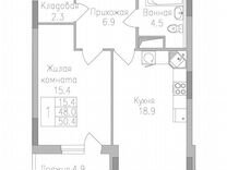 1-к. квартира, 50,4 м², 6/17 эт.