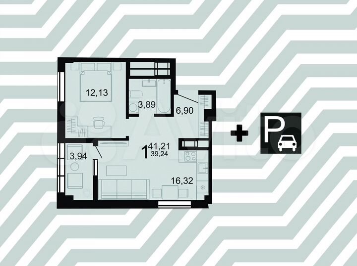 1-к. квартира, 41,2 м², 9/23 эт.