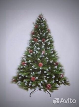 Ель искусственная заснеженная с шишками 210 см